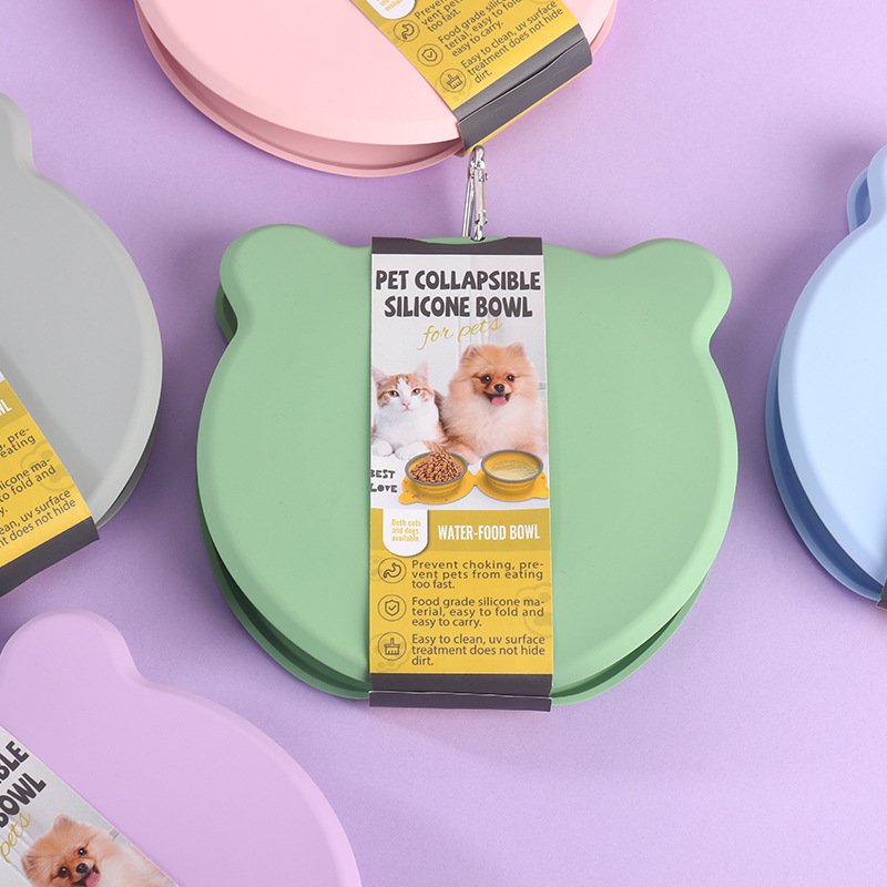 foldable silicone double pet bowl