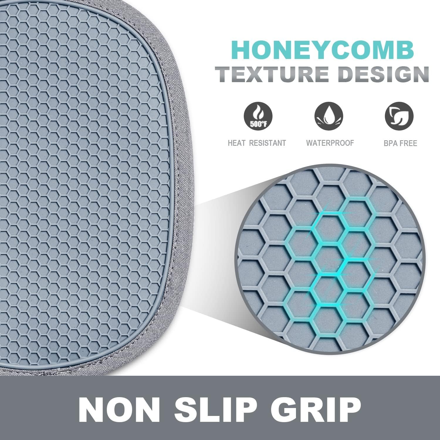 Cotton and Silicone Oven Mitt with Pot Holder - size and dimensions