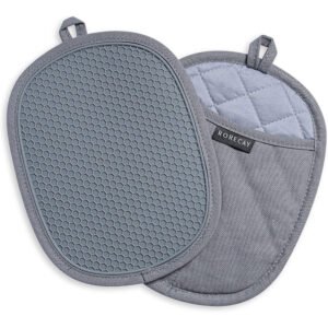 Cotton and Silicone Oven Mitt with Pot Holder