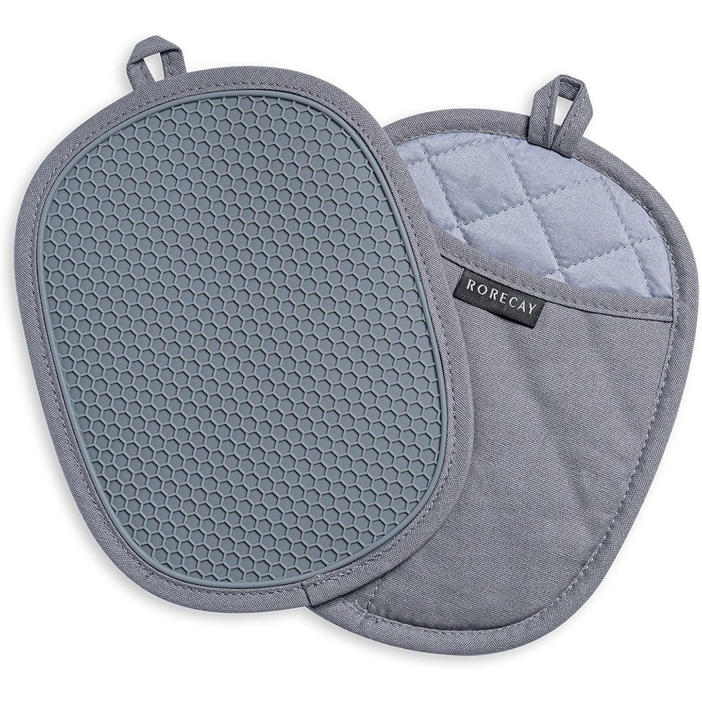 Cotton and Silicone Oven Mitt with Pot Holder