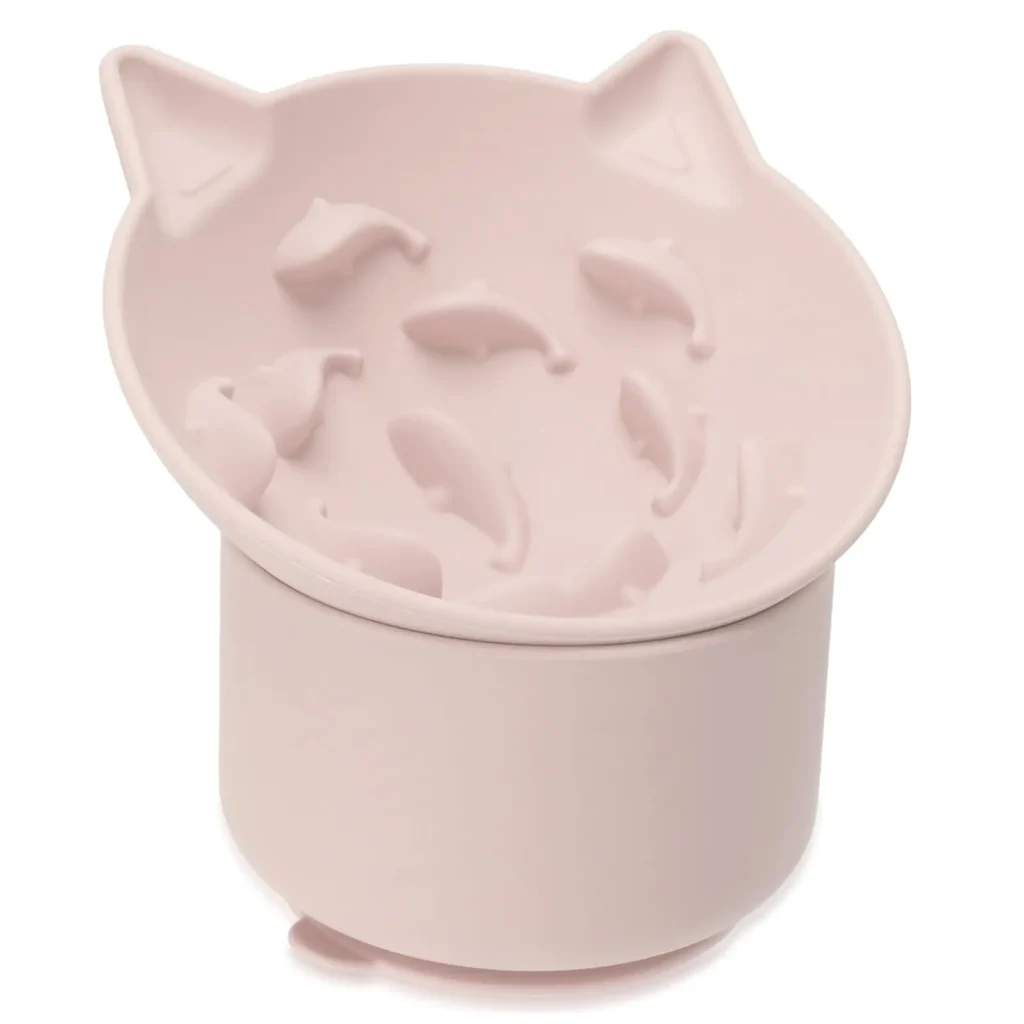 Elevated Silicone Slow Feed Cat Bowl - Pink