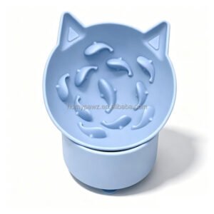 Elevated Silicone Slow Feed Cat Bowl - Blue